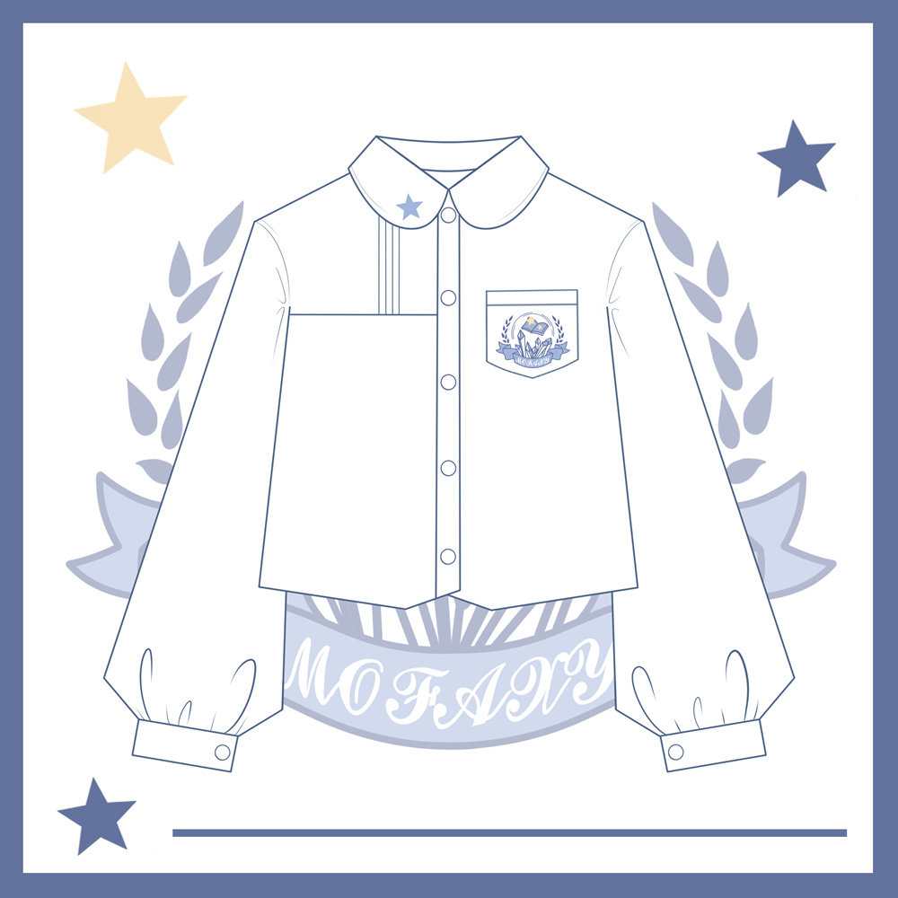 衬衣衬衫原创jk魔法长袖白衬衣东临元素刺绣衬衫