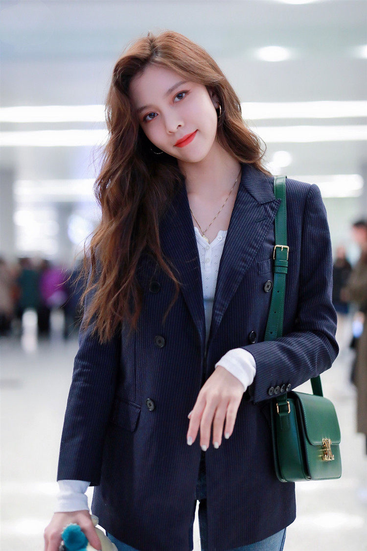 小西新款春季西服西装修身宋妍霏韩版条纹蓝色西装