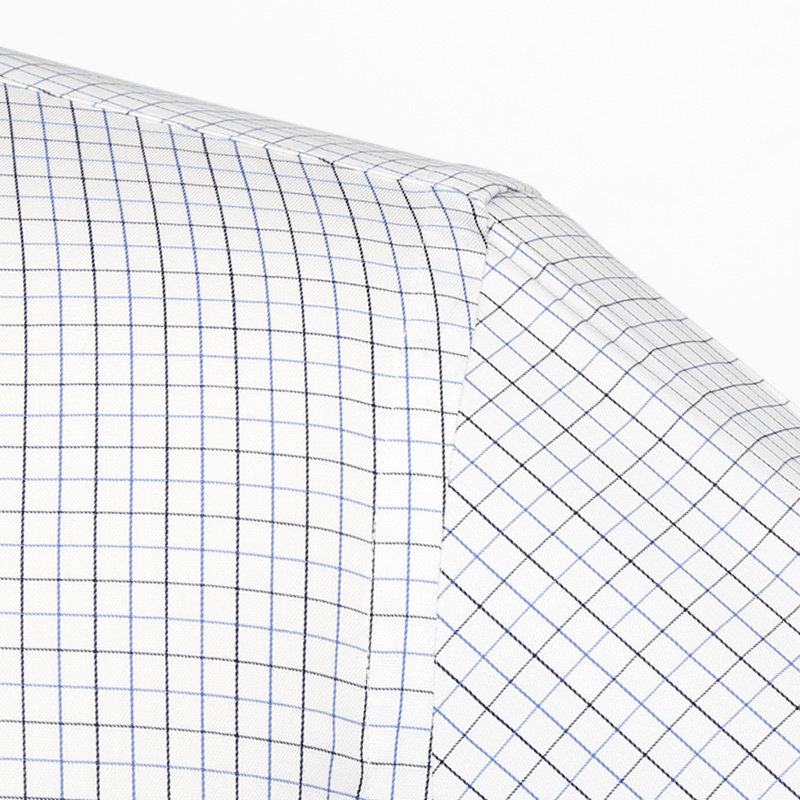 衬衫红邦创衣商务限量时尚桑蚕蚕丝长袖白色格子衬衫