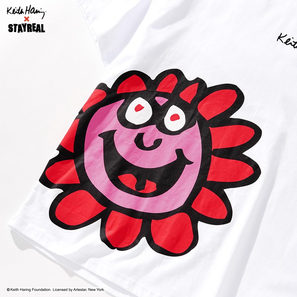 stayreal凯斯哈林keithharing联名宽版潮牌男女情侣笑脸t恤