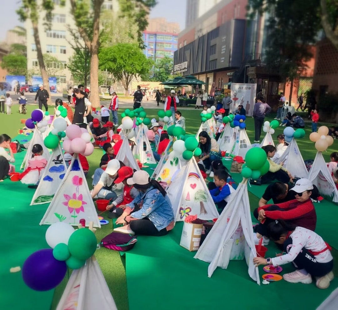 帐篷儿童手绘绘画diy彩绘涂鸦手工三角小帐儿童帐篷