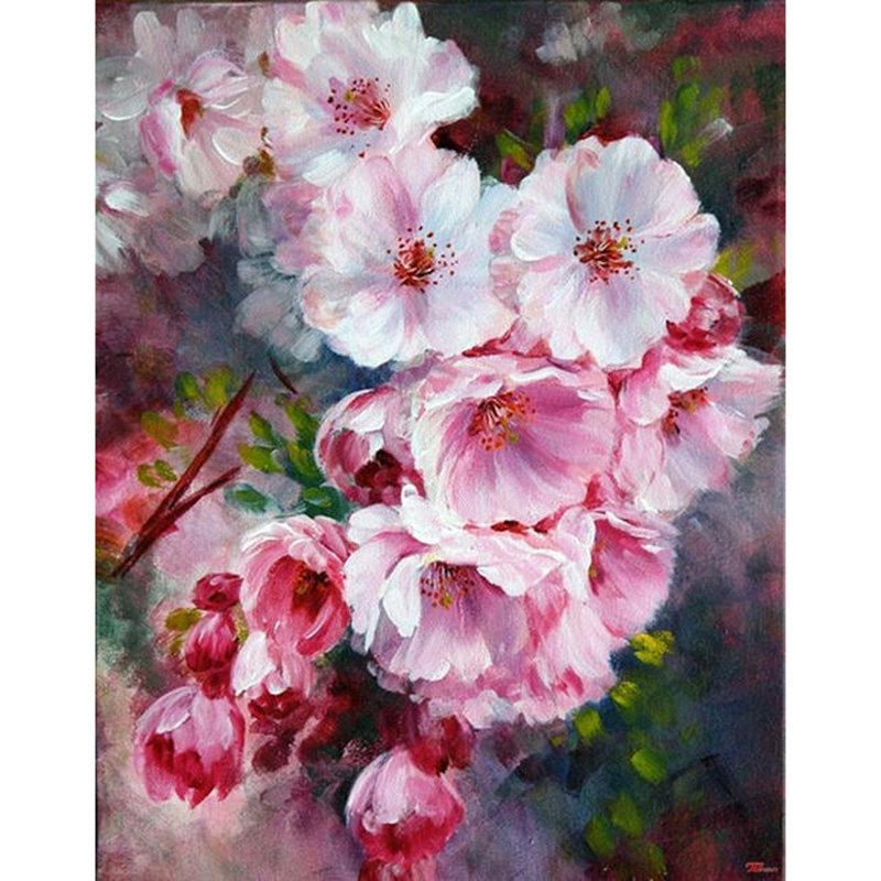 新款现代枝头满枝头杏花花卉简约印花玄关餐厅十字绣套件