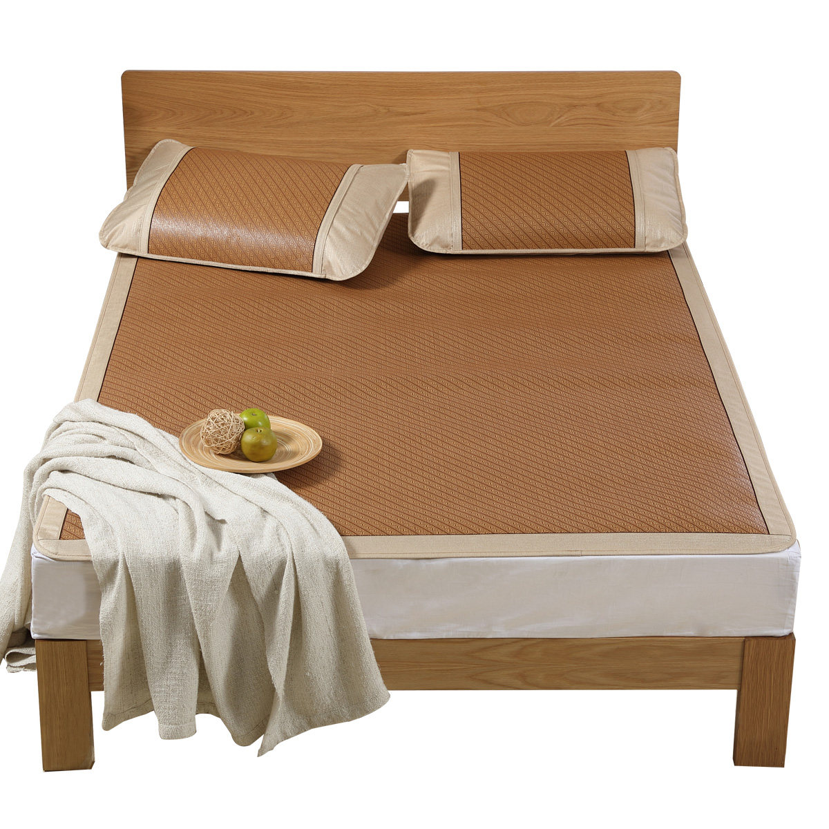 水星家纺元藤蔓藤凉席18米15m三件件套可折叠单人凉席