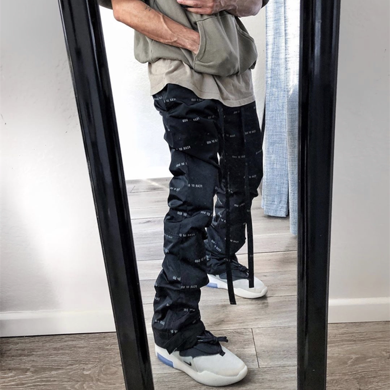 fearlogo高街fog长裤休闲工装尼龙飘带满印休闲裤