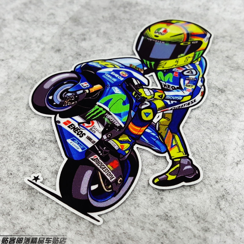 贴客部落车贴 movistar yamha罗西46骑车q版贴纸摩托车反光贴花