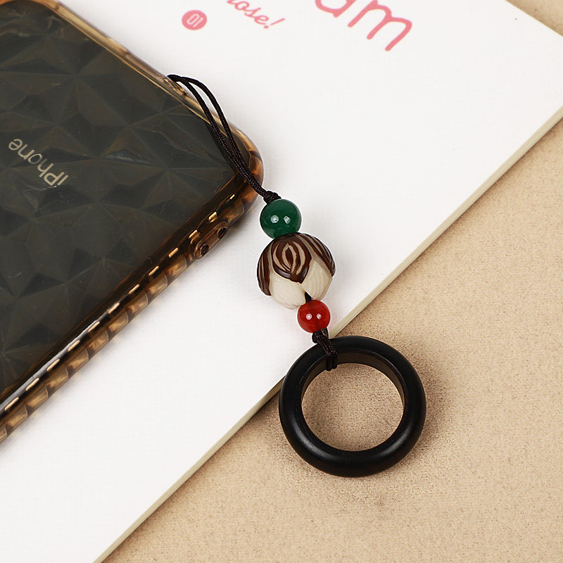 古风手机链挂绳短款挂件女男编织情侣指环环扣钥匙扣