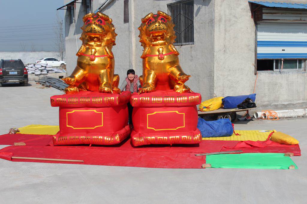 金狮拱门婚庆充气狮子气模彩虹门开开业6米拱门
