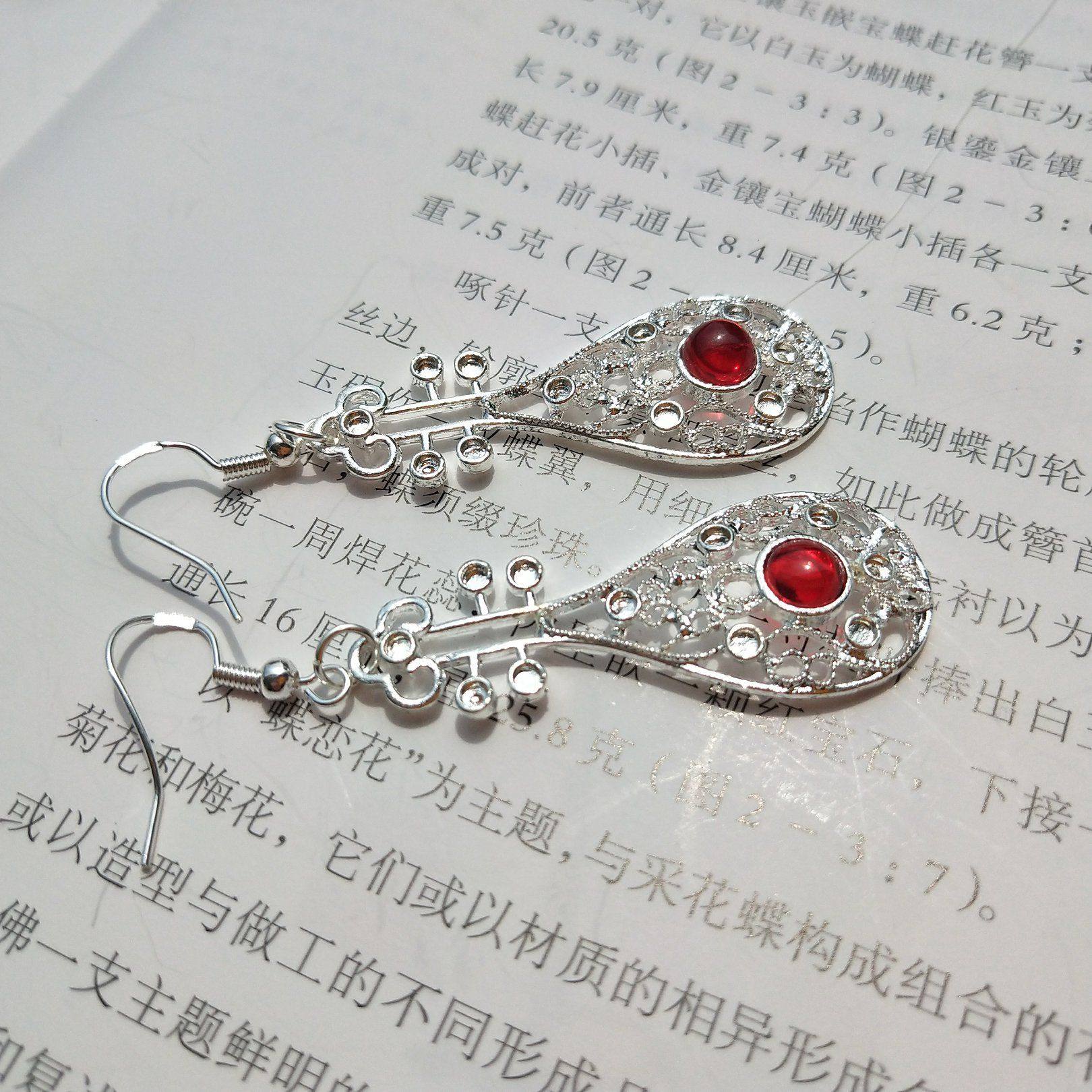 汉服古典古风耳饰明制唐风镂空琵琶耳环耳夹耳环