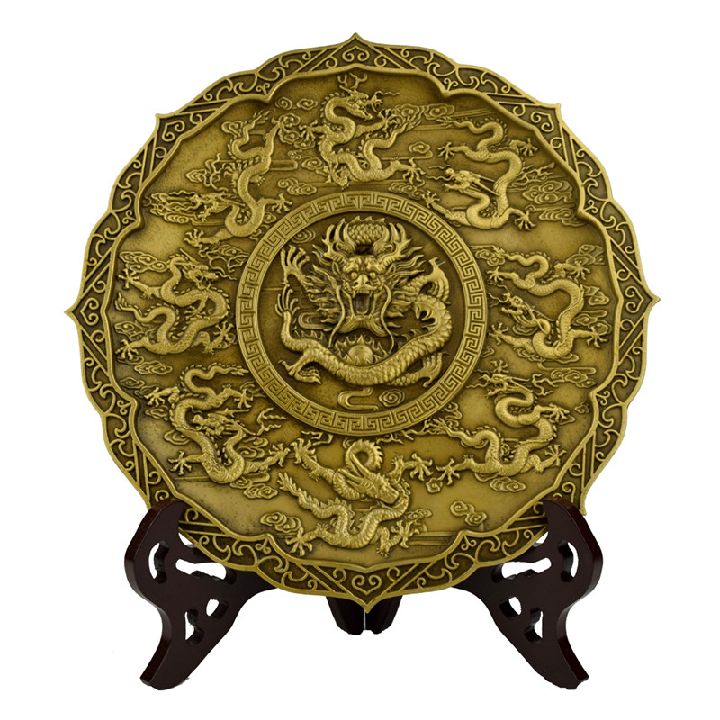 摆件纯铜龙摆件龙盘小号黄铜雕龙工艺品手工艺品铸造摆件