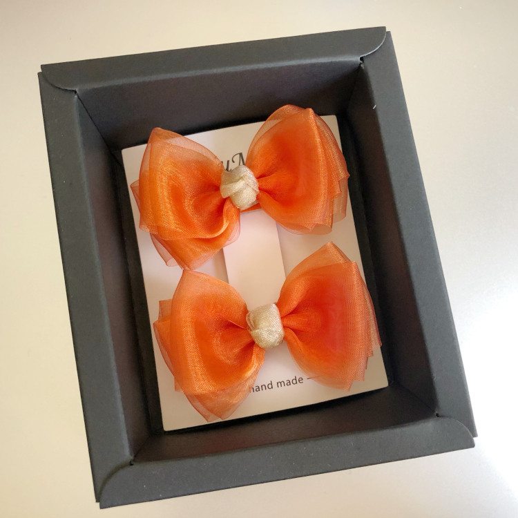 miumum手作蝴蝶结发夹美国进口雪纱撞色儿童发饰发饰