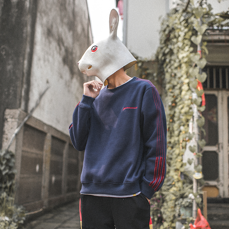 兔先森春秋季潮牌卫衣男学生套头圆领上衣休闲韩版青少年宽松外套