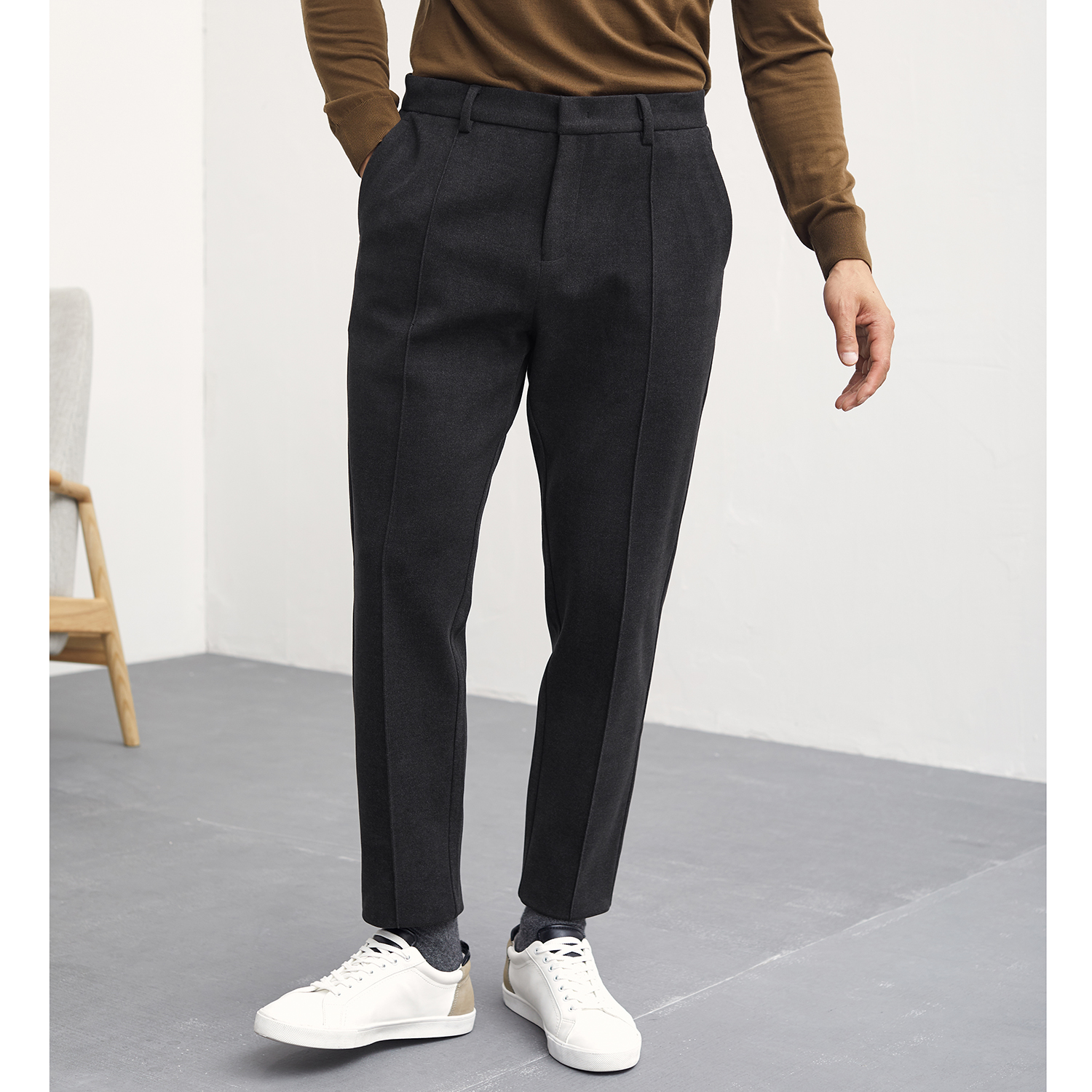 2021冬季新品 保暖防风厚款 日常百搭男士修身直筒休闲裤 DBL873