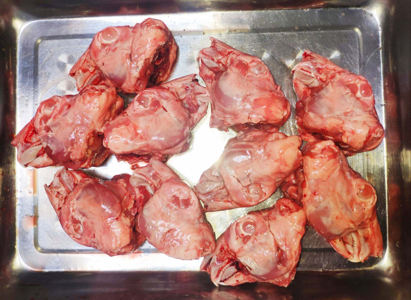 四川新鲜生速冻兔头大小均匀20个6斤左右包邮免费提供制作技术