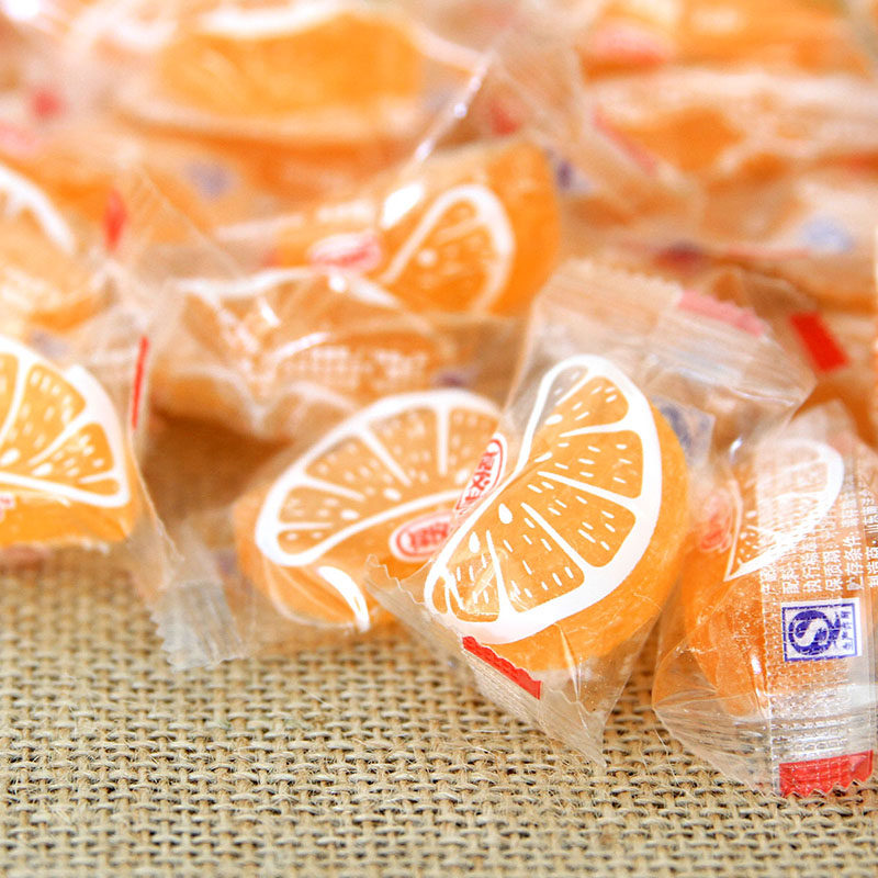 禄仪桔子硬糖500g散装糖果橘子水果糖办公室零食传统糖果