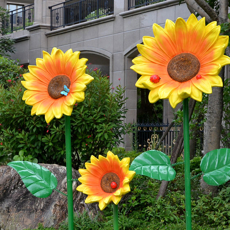 户外花园向日葵太阳花雕塑玻璃钢园林景观小品公园庭院仿真花装饰