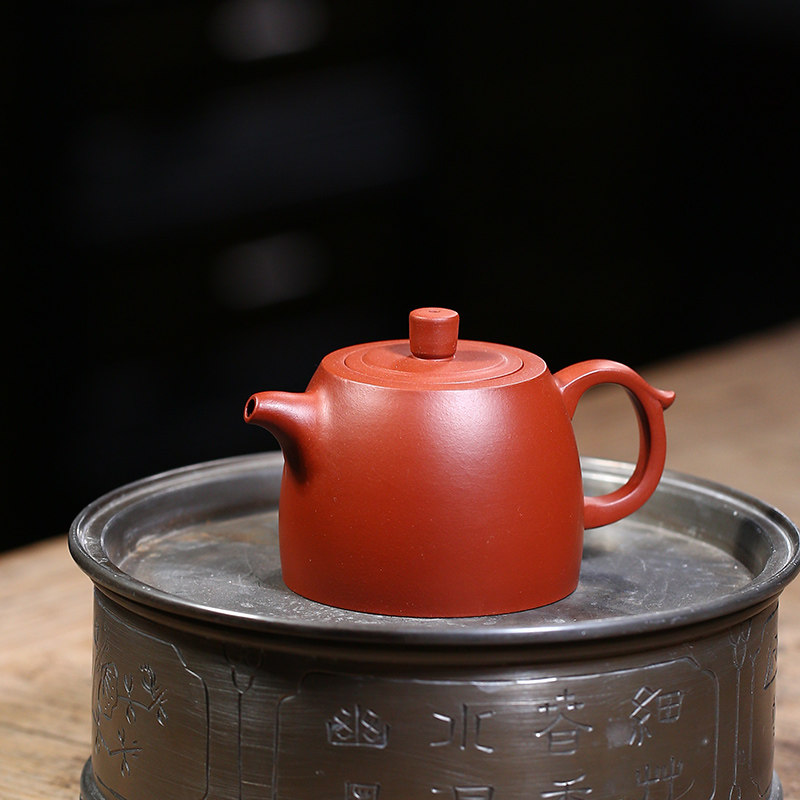 宜兴汉瓦壶茶壶泡茶功夫家用井栏小品宜兴紫砂红袍茶壶