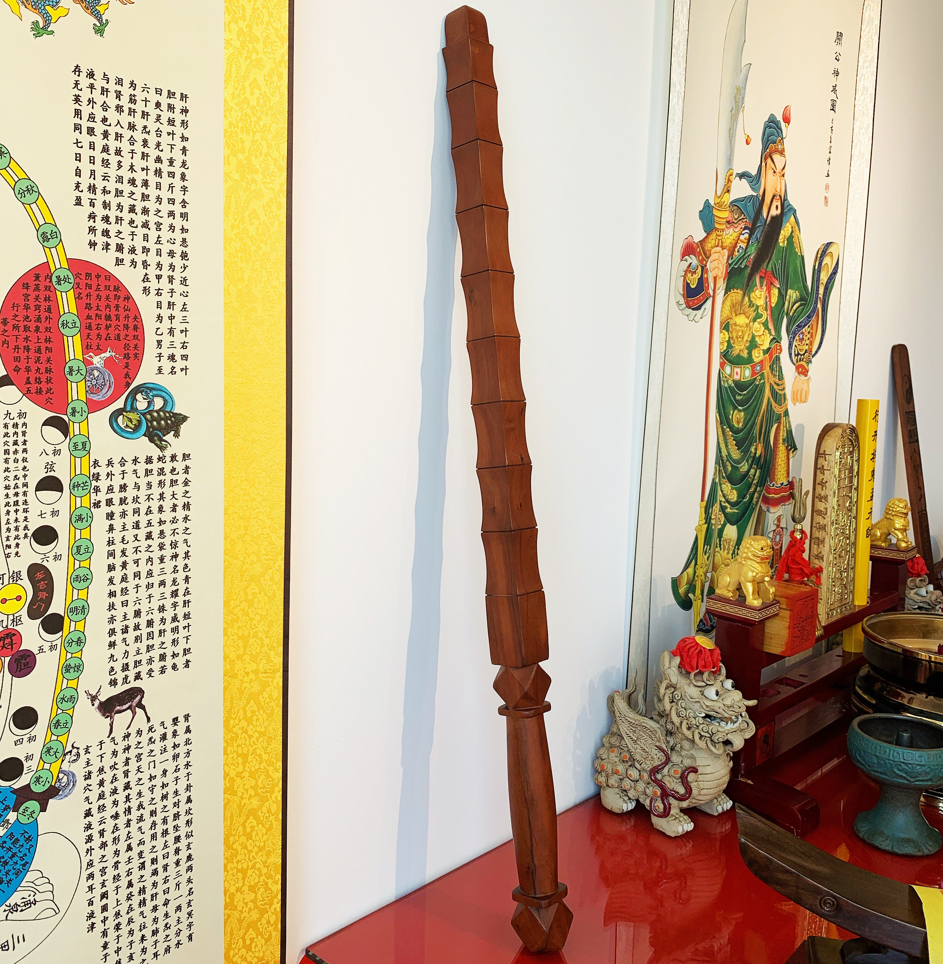 五路财神赵公明九节棍点朱砂雷击木客厅玄坛镇宅道家礼品风水摆件