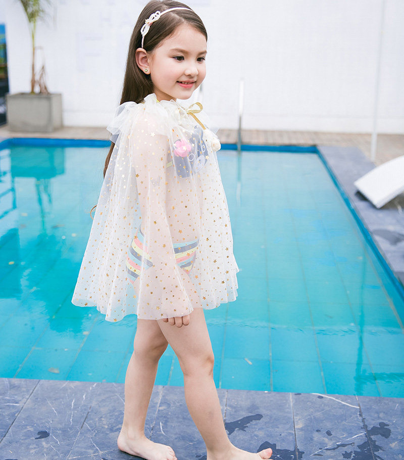 2019夏季亲子子女宝宝泳衣沙滩披风女童公主星星普通外套