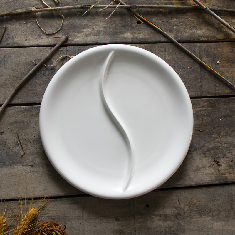 酒店创意太极鸳鸯双格水果果盘分隔盘点点心盘