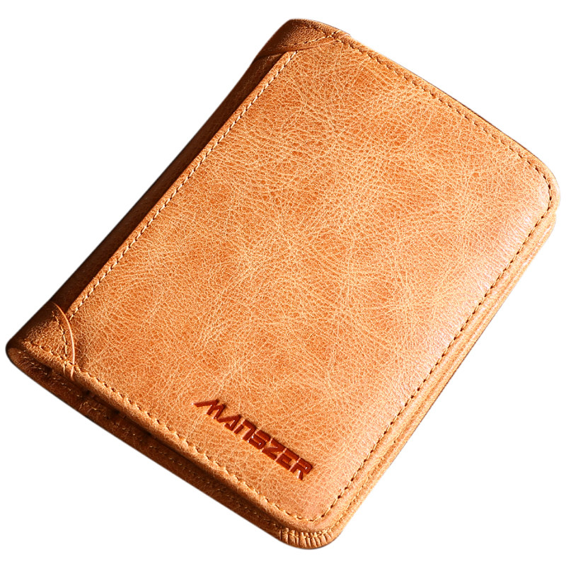 曼思哲皮夹驾驶证竖款青年牛皮夹头钱包钱夹头男式钱包