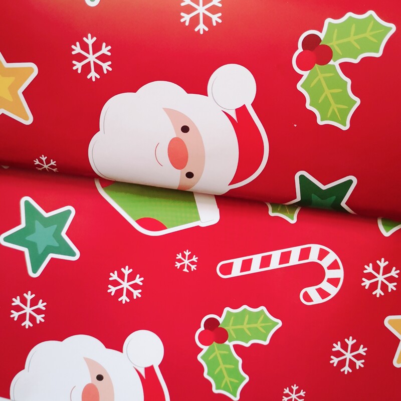 10张卡通新年圣诞节礼物包装纸礼品礼盒大张手工包装纸