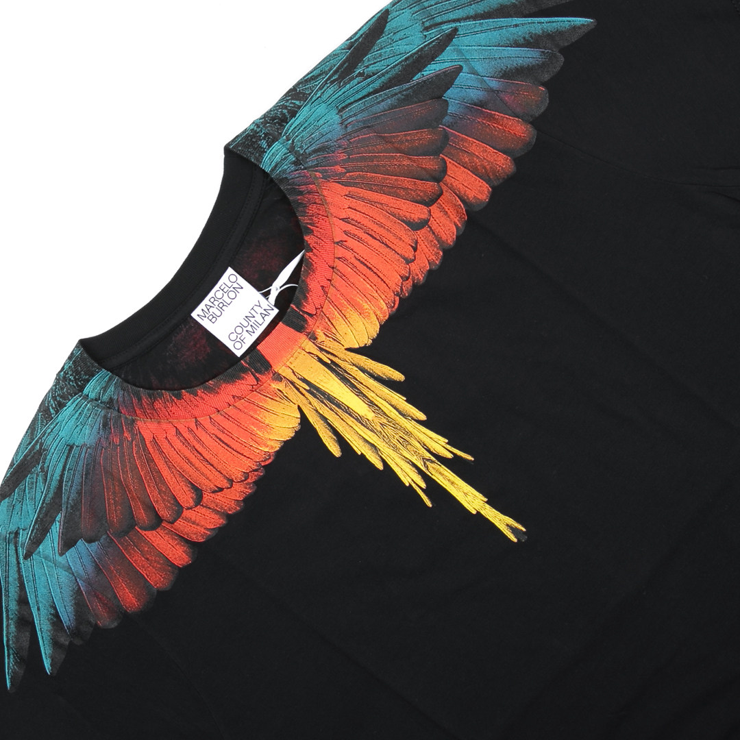 marcelo burlon mb 潮牌彩色翅膀男短袖圆领t恤 cmaa018s22jer001