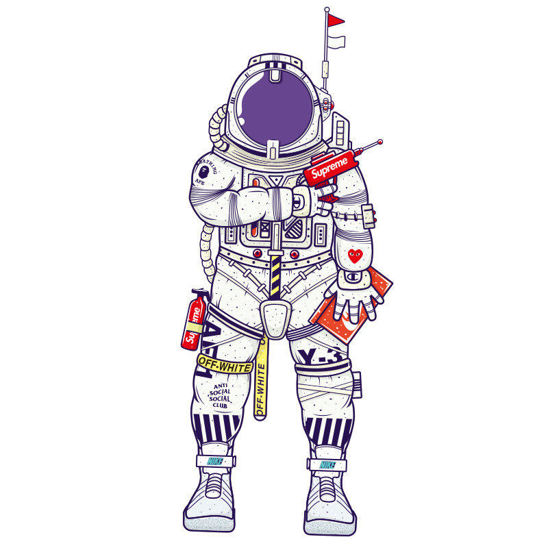 个性潮牌宇航员卡通贴画笔记本电脑手机单车ipad旅行箱笔记本个性小