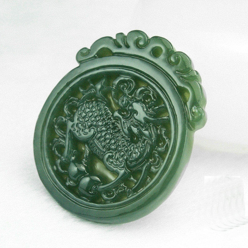 青玉和田玉麒麟吊坠玉牌手工精雕挂件简约饰品颈饰