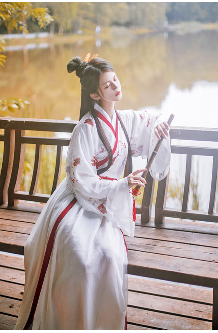 学生汉服女魏晋古装华堂仙气超仙飘逸古风印花民族服装