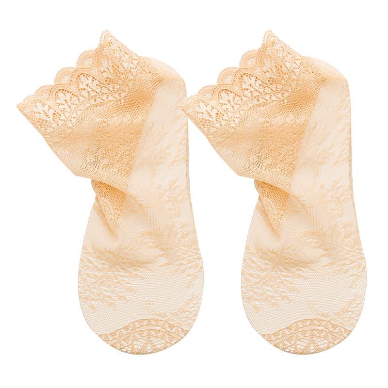 蕾丝蕾丝花花边袜子女透明网纱韩版日ins春夏季薄款短袜
