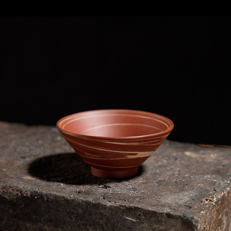 荣昌陶粗斗笠杯品茗茶茶杯绞泥建盏紫砂杯普茶杯