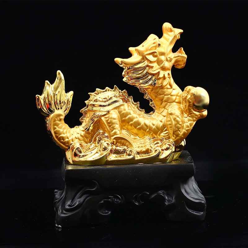 金龙2022年飞龙旋运生肖龙腾四海沙金摆件龙形其它首饰