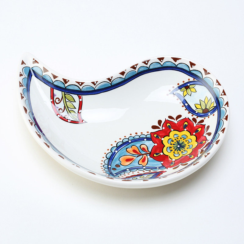 釉下手绘陶瓷餐具不规则异形菜盘子鱼长方形花样盘