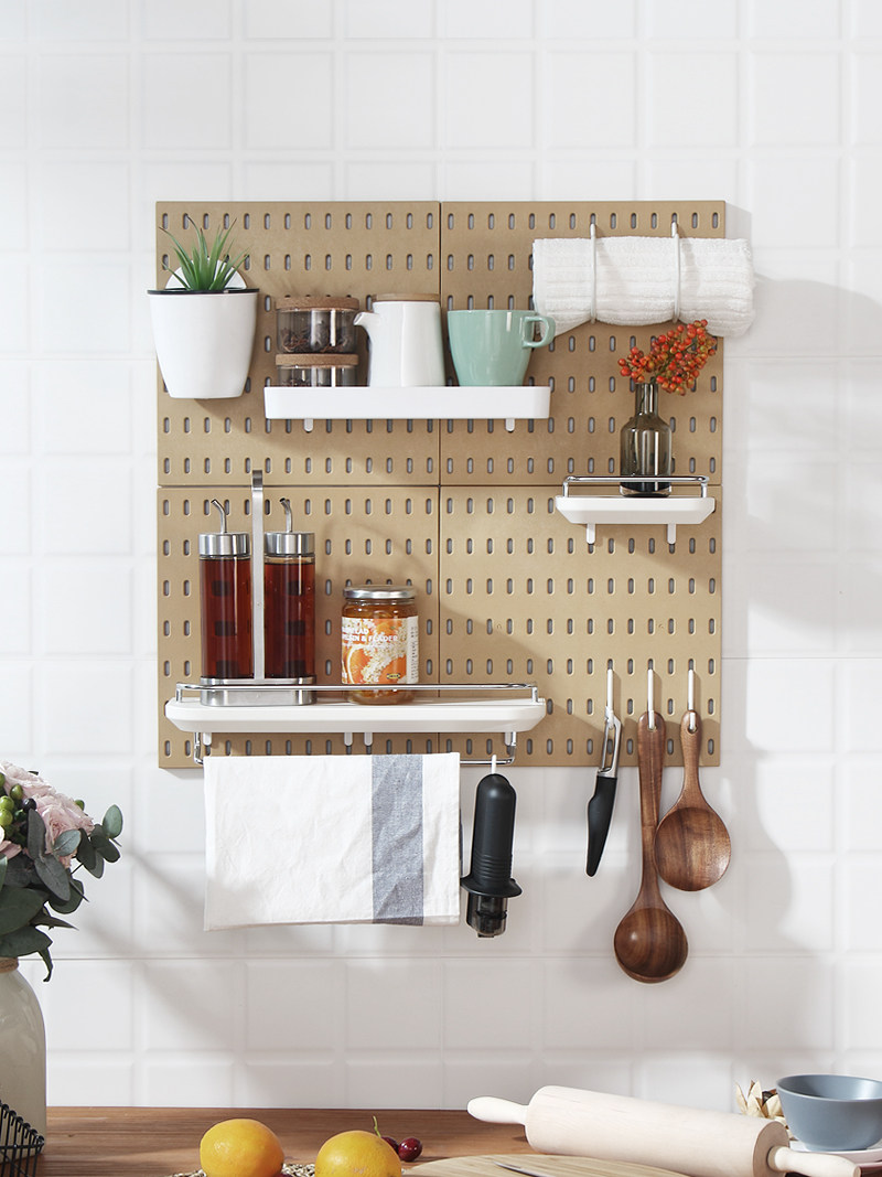 洞洞板厨房墙面置物架调味料墙壁挂架厨具收纳神器挂钩多层免打孔