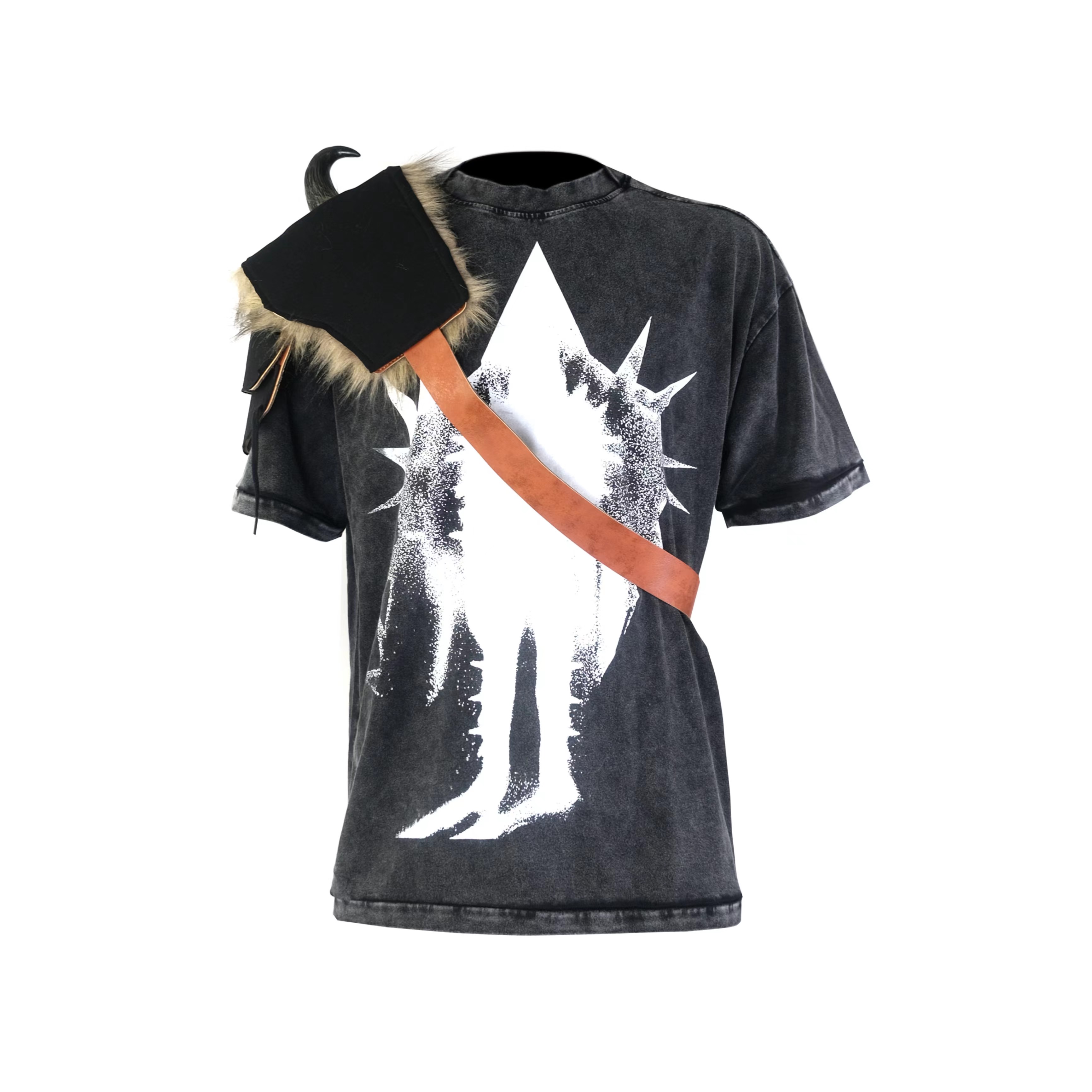 NOTHINGNESSWORLD 22SS暗炁系列做旧水洗形式猎人廓形反线短袖