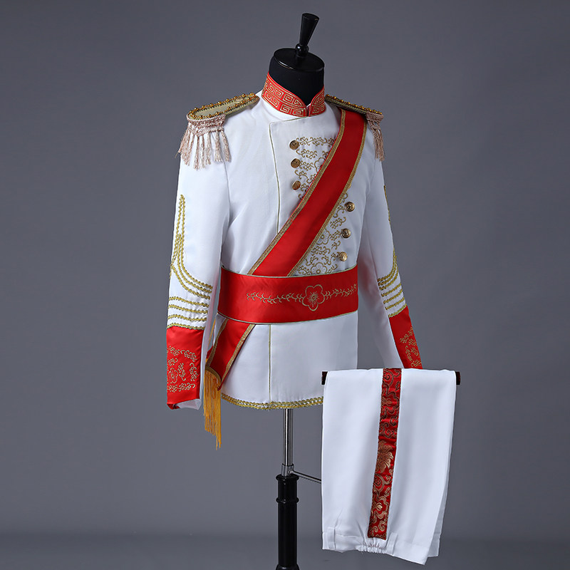 欧洲宫廷军礼礼服大帅演出服表演黑白欧式舞台儿童演出服