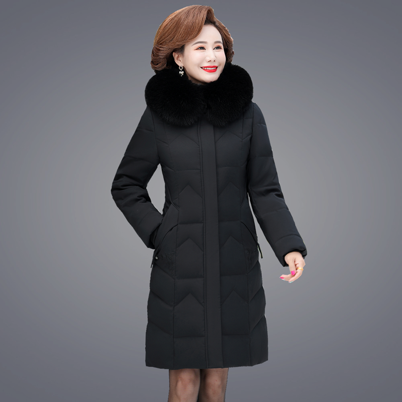 中老年女装羽绒棉服中长款洋气妈妈棉衣大码加厚冬季新款棉袄外套