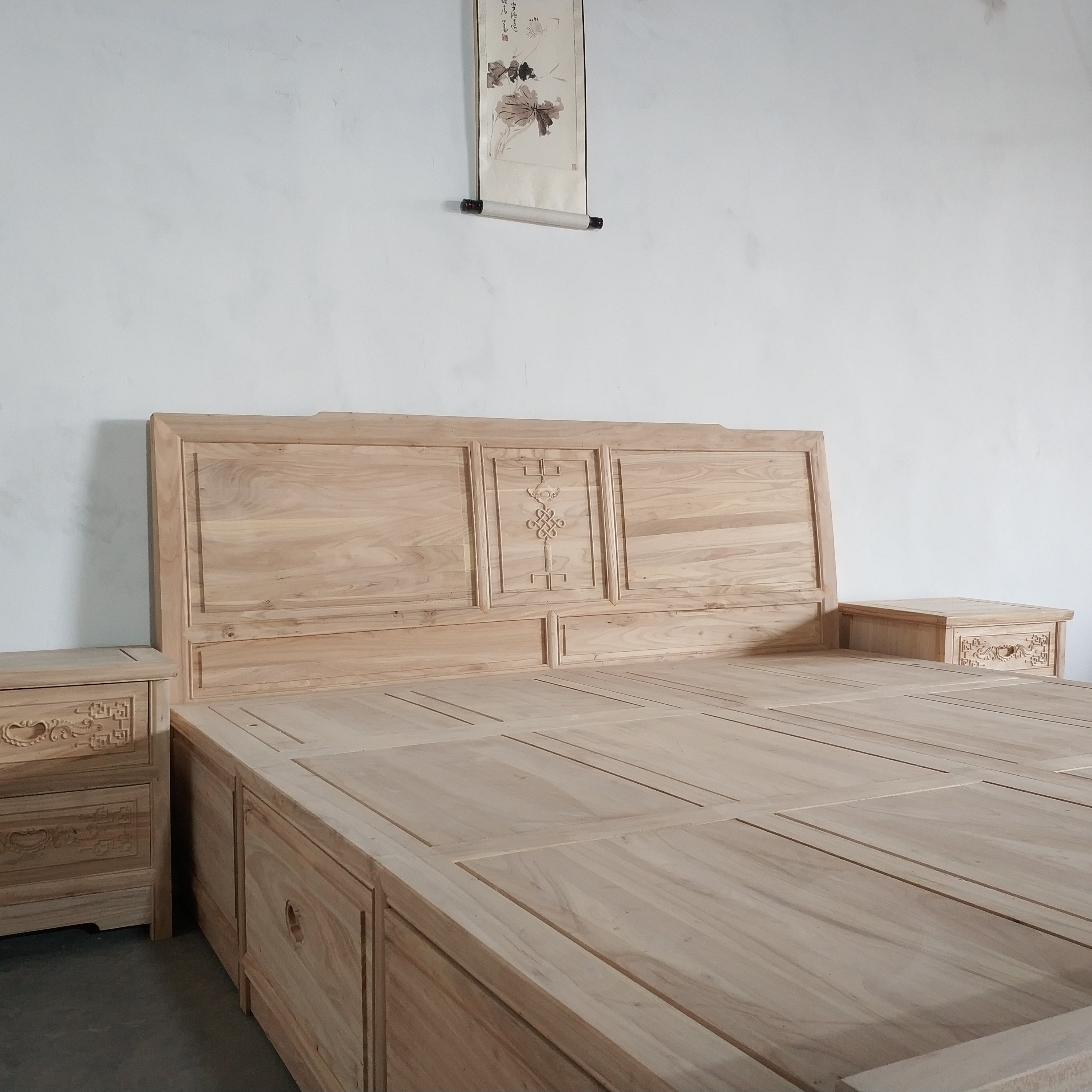 木床北方老榆纯实原木仿古床双人大卧室家具实木床