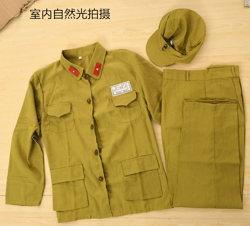 黄色国军军装演出服复古老式民国抗战道具德式国民党陆军话剧服装