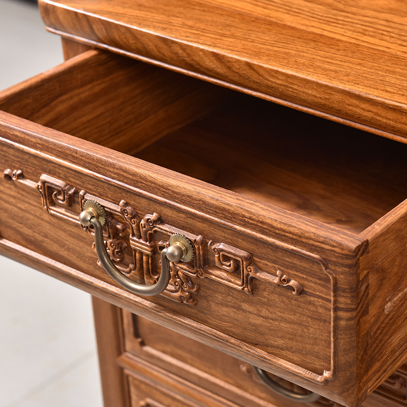 红木家具木雕五斗储物柜实木抽屉雕花花梨刺猬中式斗柜