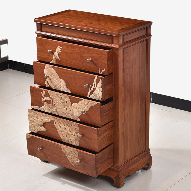 红木家具花梨五斗柜卧室收纳刺猬紫檀实木中式抽屉斗柜