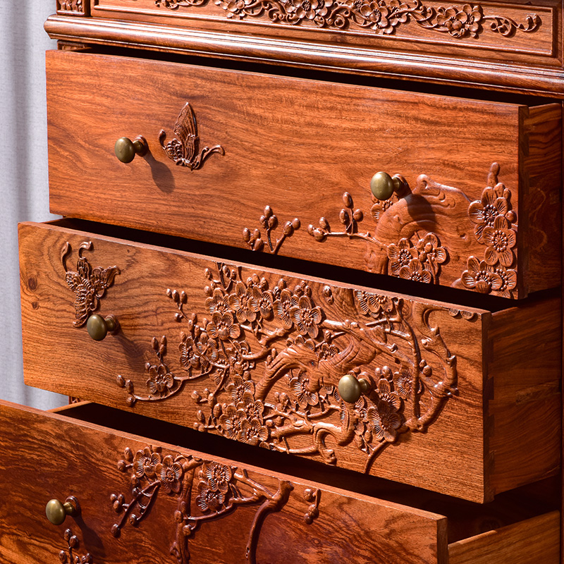 红木家具新中式柜储抽屉中式实木花梨紫檀刺猬收纳斗柜