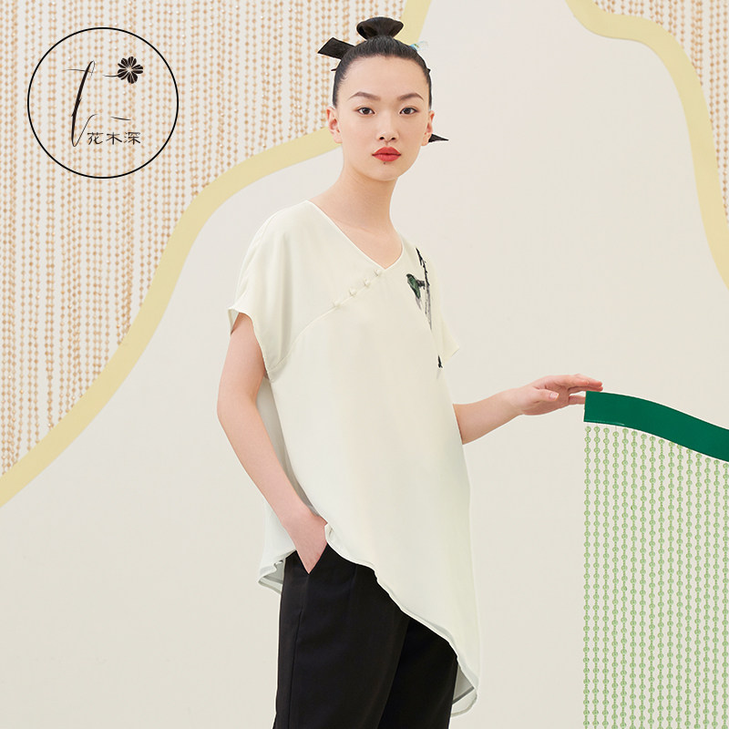 花木上衣醋酸刺绣莲蓬女式中式人手传承代表性上衣