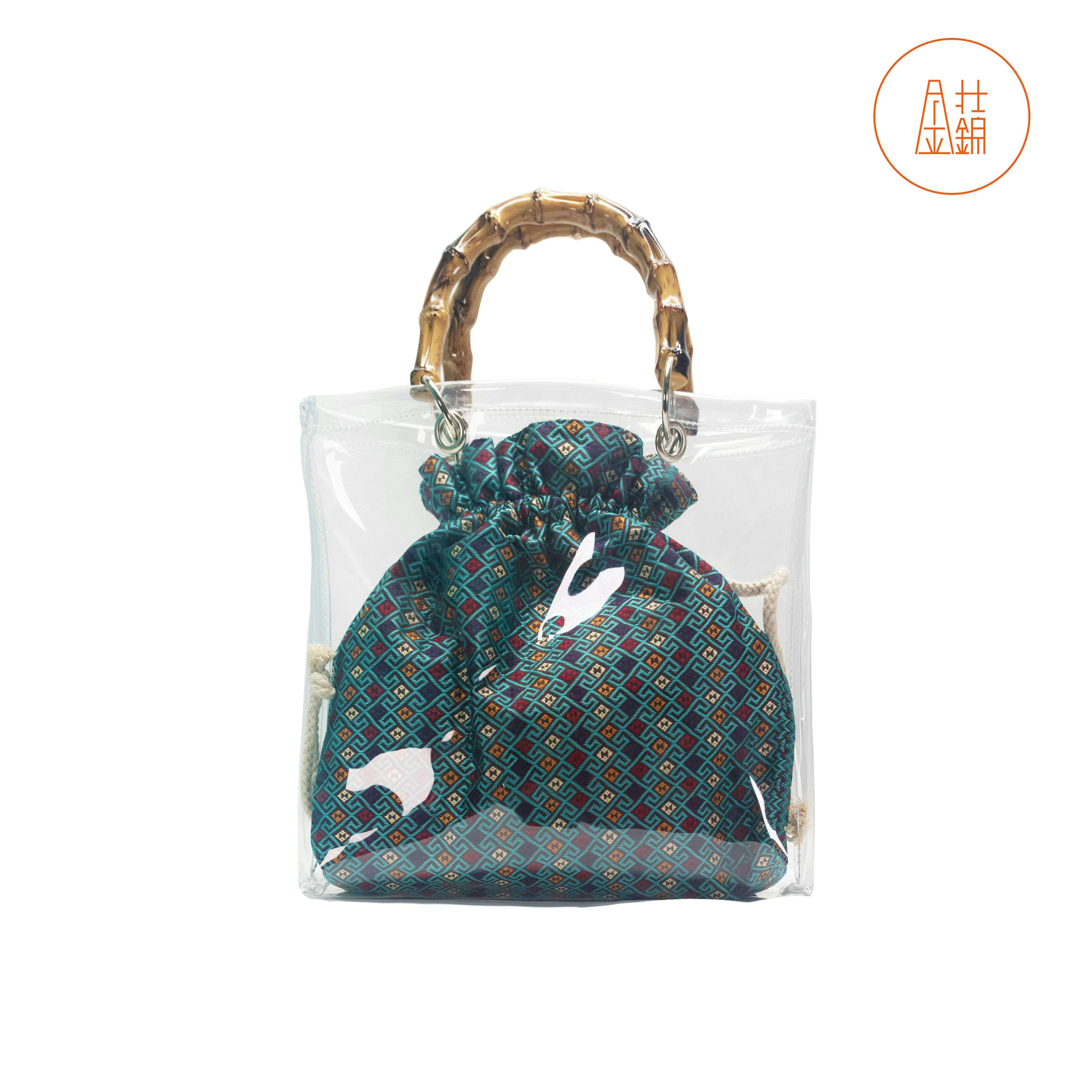 金壮锦广西民族风壮锦回形纹pvc竹节手提包通用款女包