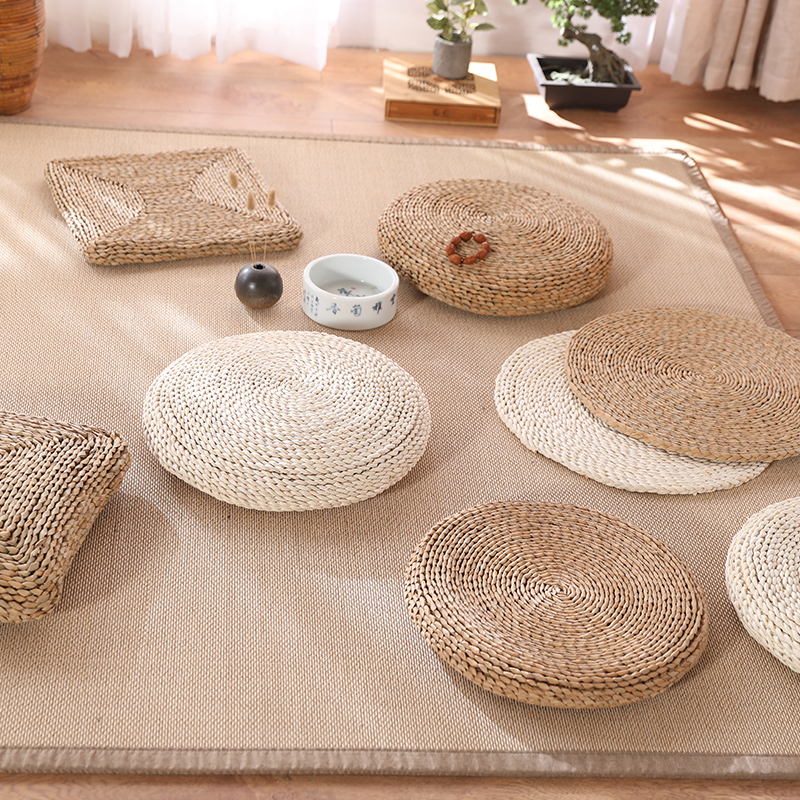 坐垫蒲团圆形草编北欧日式打坐坐禅加厚拜佛蒲团