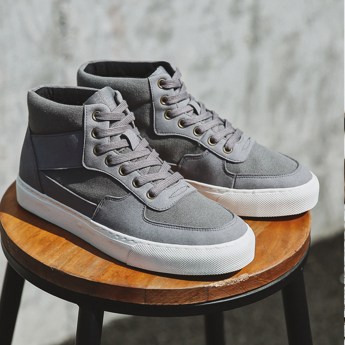 semir休闲男士板鞋2019秋季新款潮流纯色高帮板鞋休闲男鞋高帮鞋