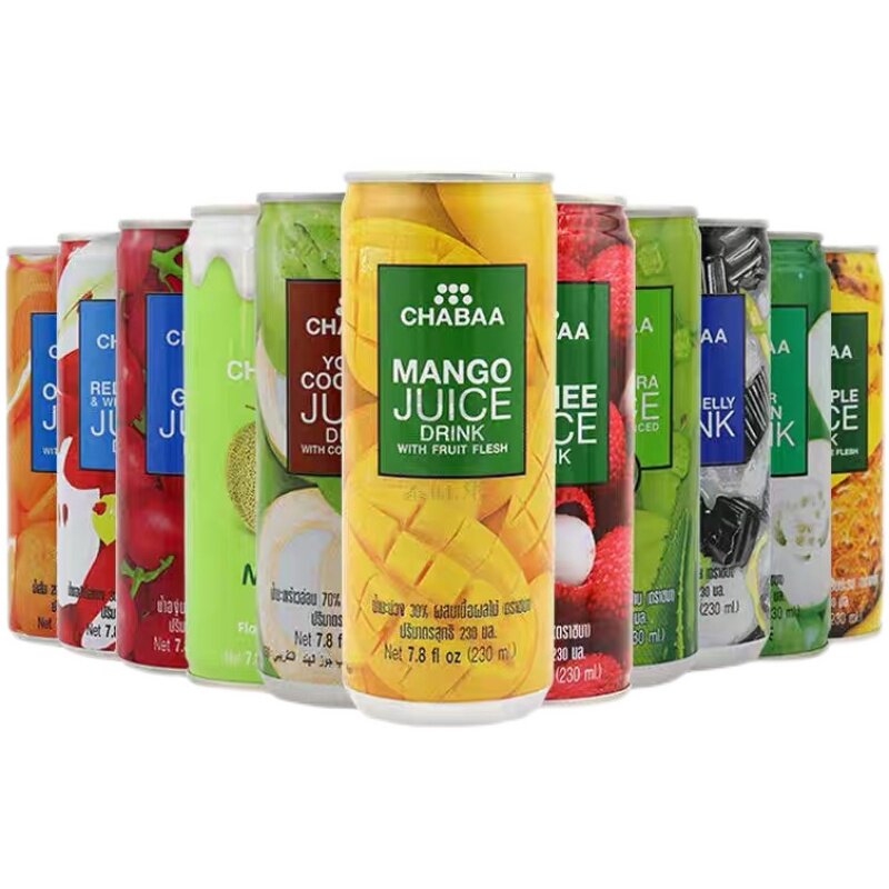 芭提听装泰国进口果汁饮料chabaa罐装芒果橙汁葡萄果味