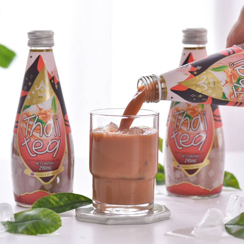 奶茶瓶装泰国进口泰府椰果红茶绿茶泰式椰汁茶饮料