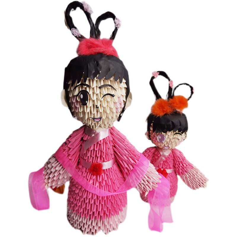 中秋嫦娥手工模型纸缘纸艺三角人物折纸材料手工折纸