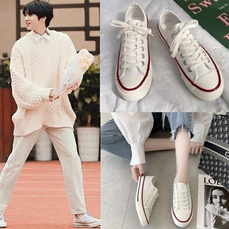 宋亚轩同款帆布布鞋高帮复古网红红鞋学生板鞋帆布鞋